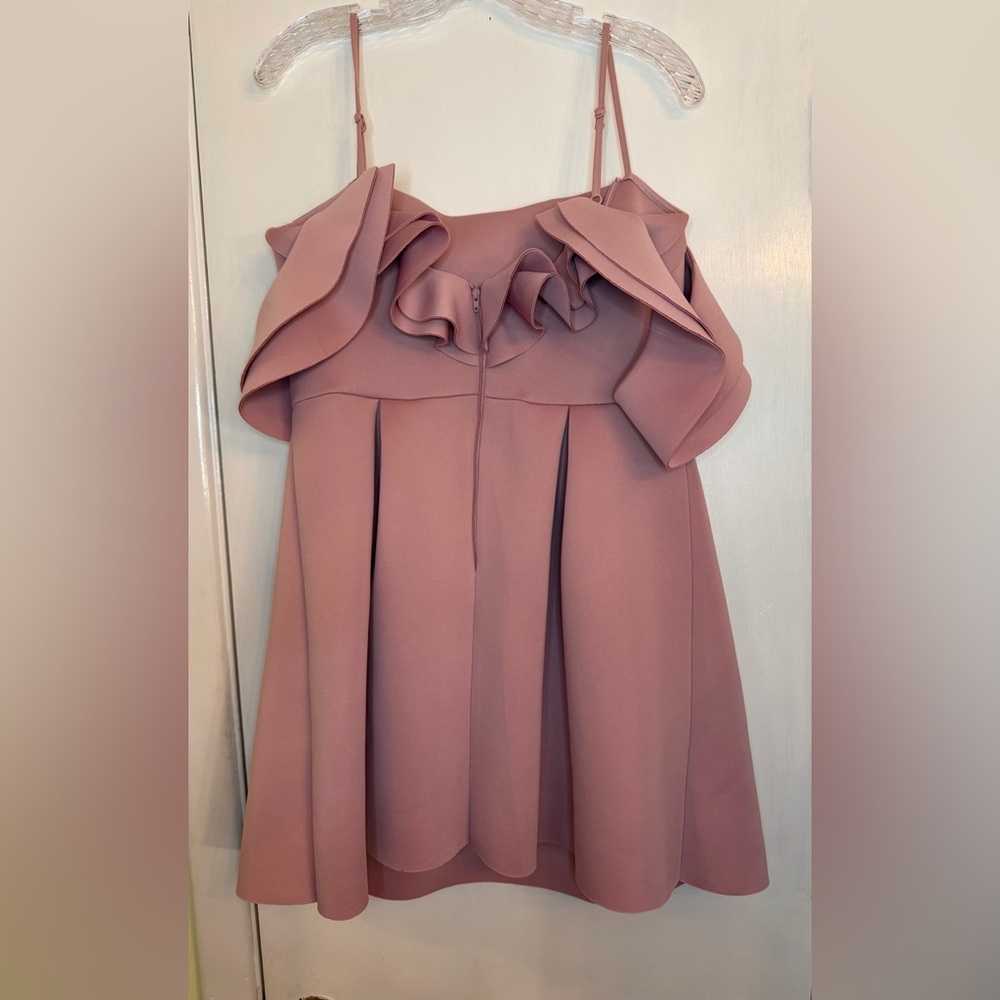 ASOS DESIGN - Strappy Ruffle Scuba Dress in Pink - Size 10 - Picture 2 of 9